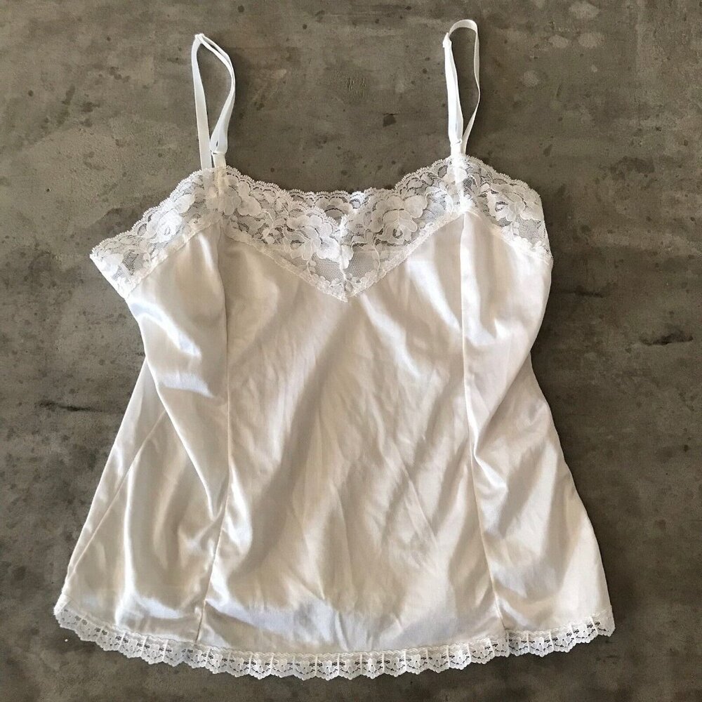Vintage Cami Lingerie Top Small Babydoll Lace Fairy Grunge Coquette USA Mel Lin